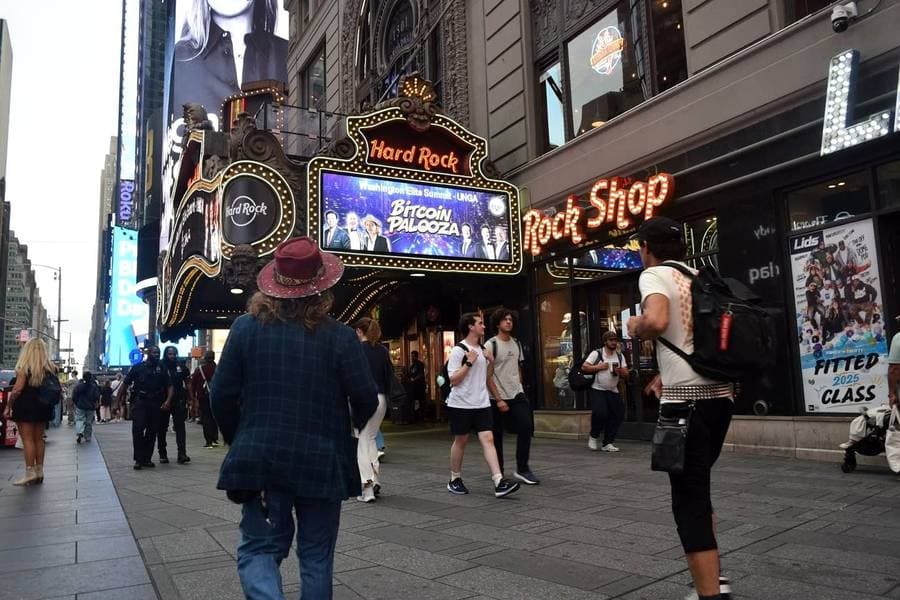 Sponsor creative live on the Hard Rock Times Square marquee