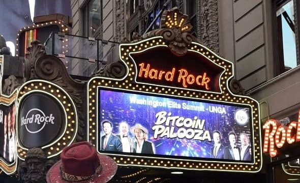 BitcoinPalooza creative on the marquee