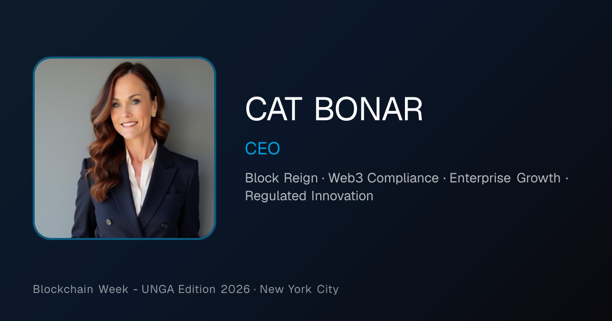 Cat Bonar Speaking at Blockchain Week - UNGA Edition 2026